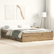 vidaXL kézműves tölgy szerelt fa ágykeret matrac nélkül 120x190 cm ágy és ágykellék