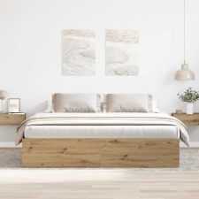vidaXL kézműves tölgy szerelt fa ágykeret matrac nélkül 180x200 cm ágy és ágykellék
