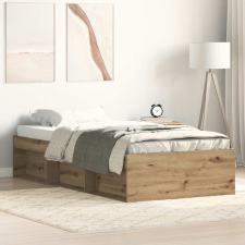 vidaXL kézműves tölgy szerelt fa ágykeret matrac nélkül 90x200 cm ágy és ágykellék