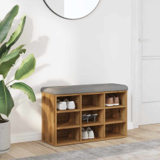 vidaXL kézműves tölgy szerelt fa cipőtároló pad 82x32x50 cm bútor