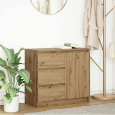 vidaXL kézműves tölgy szerelt fa tálalószekrény fiókos 71x35x65 cm bútor