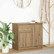 vidaXL kézműves tölgy szerelt fa tálalószekrény fiókos 71x35x65 cm bútor