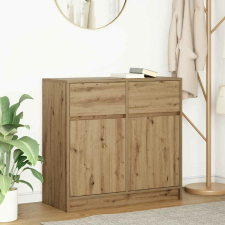 vidaXL kézműves tölgy szerelt fa tálalószekrény fiókos 80x34x76 cm bútor