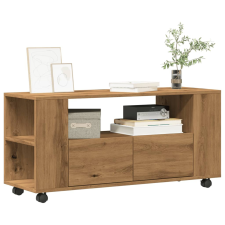 vidaXL kézműves tölgy szerelt fa TV-szekrény kerekekkel 102x34,5x43 cm bútor