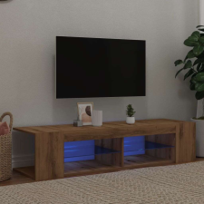 vidaXL kézműves tölgy szerelt fa TV-szekrény LED-ekkel 135x39x30 cm bútor