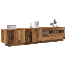 vidaXL kézműves tölgy szerelt fa TV-szekrény LED-ekkel 180x35x40 cm bútor