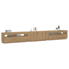 vidaXL kézműves tölgy szerelt fa TV-szekrény LED-ekkel 300x35x40 cm bútor
