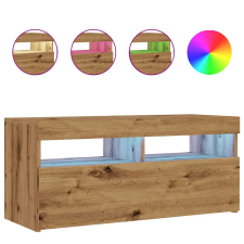 vidaXL kézműves tölgy szerelt fa TV-szekrény LED-ekkel 90x35x40 cm (856308) bútor