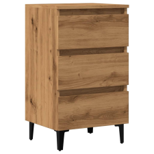 vidaXL kézműves tölgy színű éjjeliszekrény fémlábakkal 40 x 35 x 69 cm (856426) bútor