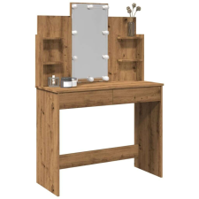 vidaXL kézműves tölgy színű fésülködőasztal LED-del 96x40x142 cm bútor