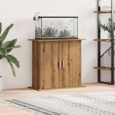 vidaXL kézműves tölgy színű szerelt fa akváriumi állvány 81x36x73 cm halfelszerelések