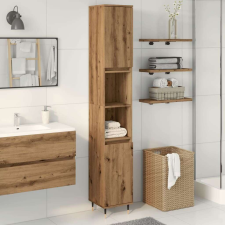 vidaXL kézműves tölgy színű szerelt fa fürdőszobaszekrény 30x30x190 cm fürdőszoba bútor