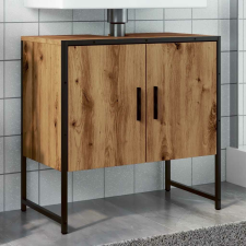 vidaXL kézműves tölgy színű szerelt fa mosdószekrény 60x33x60 cm fürdőszoba bútor