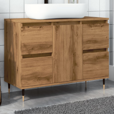 vidaXL kézműves tölgy színű szerelt fa mosdószekrény 80 x 33 x 60 cm fürdőszoba bútor