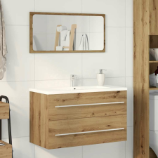 vidaXL kézműves tölgy színű szerelt fa mosdószekrény 80x38,5x48 cm fürdőszoba bútor