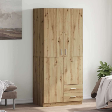 vidaXL kézműves tölgy színű szerelt fa ruhásszekrény 80x52x180 cm bútor