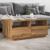 vidaXL kézműves tölgyszínű dohányzóasztal LED-lámpákkal 90x49x40 cm