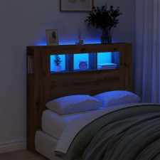 vidaXL kézműves tölgyszínű szerelt fa LED-es fejtámla 120x18,5x103,5cm ágy és ágykellék
