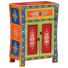 vidaXL kézzel festett tömör mangófa kisszekrény ajtókkal 53x30x74 cm bútor