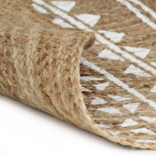 vidaXL kézzel font jutaszőnyeg fehér mintával 120 cm (133693) lakástextília