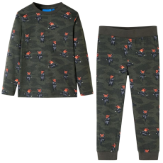 vidaXL Khaki hosszú ujjú gyerekpizsama 128