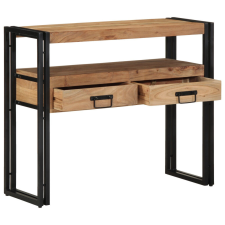 vidaXL Konsole Asztal Fekete 90x33x75 cm Tömör Akácfa és Fém bútor