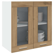 vidaXL konyhai fali szekrény üvegajtóval kézműves tölgy 60x31x60 cm bútor