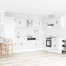 vidaXL Konyhaszekrény "Lucca" Két Mosdóval Magas Fényű Fehér Mérnöki Fa bútor