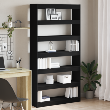 vidaXL Könyvespolc Fekete Összeállított fa 100 x 30 x 198 cm Könyvespolc bútor