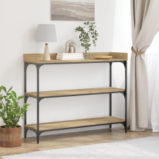 vidaXL Konzolasztal Kézműves Tölgy 100x30x80 cm Műgyanta és Acél bútor
