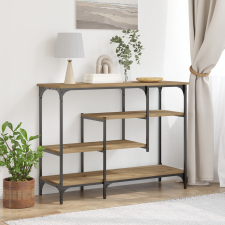 vidaXL Konzolasztal Mesteri Tölgy 100x35x75 cm Műanyag Fa és Acél bútor