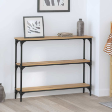 vidaXL Konzolasztal polcokkal kézműves tölgy 100 x 22.5 x 75 cm bútor