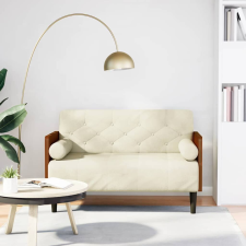 vidaXL krém bársony loveseat kanapé párnákkal 110 cm bútor