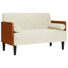 vidaXL krém bársony loveseat kanapé párnákkal 110 cm (4100605) bútor