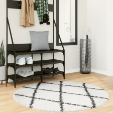 vidaXL krém és fekete hosszú szálú bozontos modern szőnyeg Ø 120 cm lakástextília