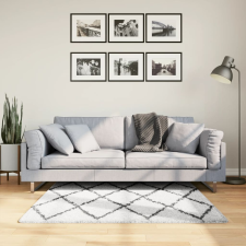 vidaXL krém és fekete hosszú szálú bozontos modern szőnyeg 120x120 cm lakástextília
