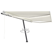 vidaXL krémszínű automata szélérzékelős és LED-es napellenző 400x300cm kerti bútor