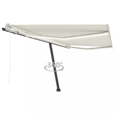 vidaXL Krémszínű automata szélérzékelős és LED-es napellenző 450x350cm kerti bútor