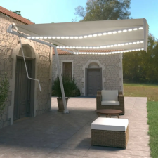 vidaXL krémszínű automata szélérzékelős és LED-es napellenző 600x350cm kerti bútor
