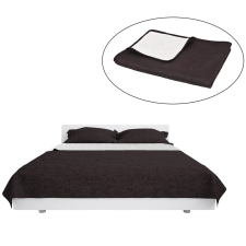 vidaXL krémszínű/barna kétoldalas steppelt ágytakaró 230 x 260 cm lakástextília