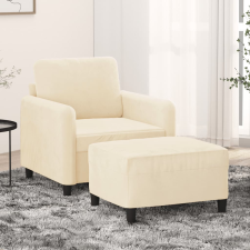 vidaXL krémszínű bársony kanapéfotel lábtartóval 60 cm bútor