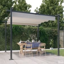 vidaXL Krémszínű kerti pavilon behúzható tetővel 3 x 3 m kerti bútor