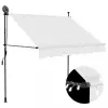 vidaXL Krémszínű kézzel kihúzható LED-es napellenző 150 cm