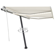 vidaXL krémszínű kézzel kihúzható LED-es napellenző 300 x 250 cm kerti bútor