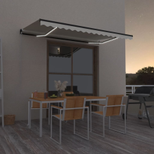 vidaXL krémszínű kézzel kihúzható LED-es napellenző 400 x 350 cm kerti bútor