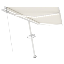 vidaXL krémszínű kézzel kihúzható LED-es napellenző 400 x 350 cm kerti bútor