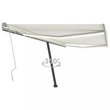vidaXL krémszínű kézzel kihúzható LED-es napellenző 450 x 300 cm kerti bútor