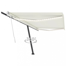 vidaXL krémszínű kézzel kihúzható LED-es napellenző 500 x 300 cm kerti bútor