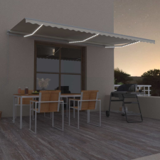 vidaXL krémszínű kézzel kihúzható LED-es napellenző 600 x 300 cm kerti bútor