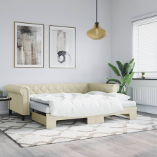 vidaXL krémszínű kihúzható műbőr heverő 90 x 200 cm ágy és ágykellék